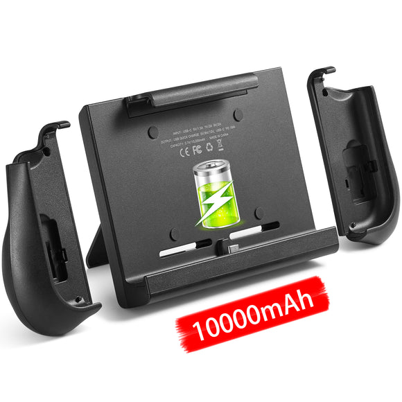 10000mAh Battery Charger Case for Nintendo Switch, YOBWIN Portable Backup Charger Station Console with a Pair of Joy-Con Grip, with Kick Stand & Game Card Slot Extended Battery Pack