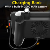 Mobile Controller with Portable Charger Cooling Fan Compatiple for PUBG/Call of Duty/Fotnite, L1R1 Mobile Game Trigger Joystick Gamepad Grip Remote for 4-6.5" Phone [2000mAh - No Bag]