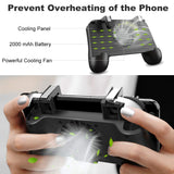 Mobile Controller with Portable Charger Cooling Fan Compatiple for PUBG/Call of Duty/Fotnite, L1R1 Mobile Game Trigger Joystick Gamepad Grip Remote for 4-6.5" Phone [2000mAh - No Bag]