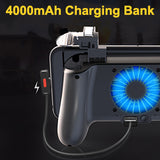 Mobile Controller with Power Bank Cooling Fan for PUβG, YONWIN L1R1 Game Trigger Joystick Gamepad Grip Remote for 4-6.5" Android IOS Phone - Latest Version Blue Light 4000mAh
