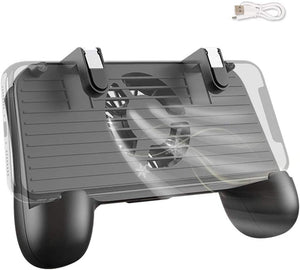 Mobile Controller with Portable Charger Cooling Fan Compatiple for PUBG/Call of Duty/Fotnite, L1R1 Mobile Game Trigger Joystick Gamepad Grip Remote for 4-6.5" Phone [2000mAh - No Bag]