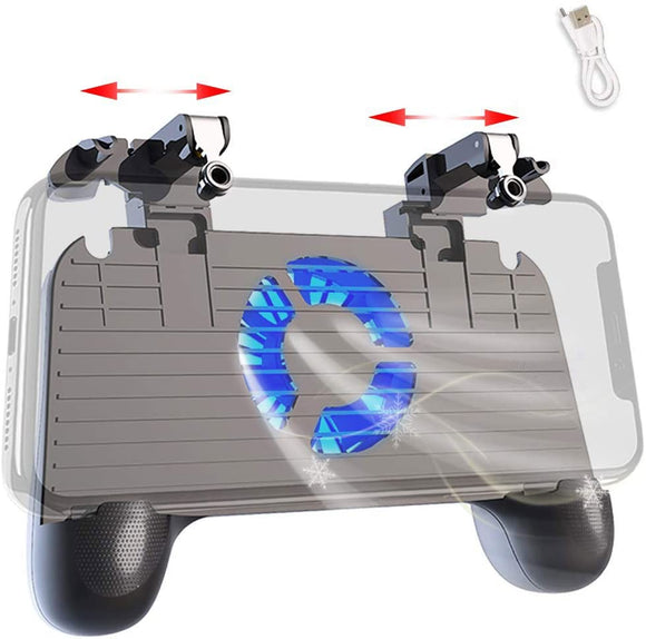 Mobile Controller with Power Bank Cooling Fan for PUβG, YONWIN L1R1 Game Trigger Joystick Gamepad Grip Remote for 4-6.5