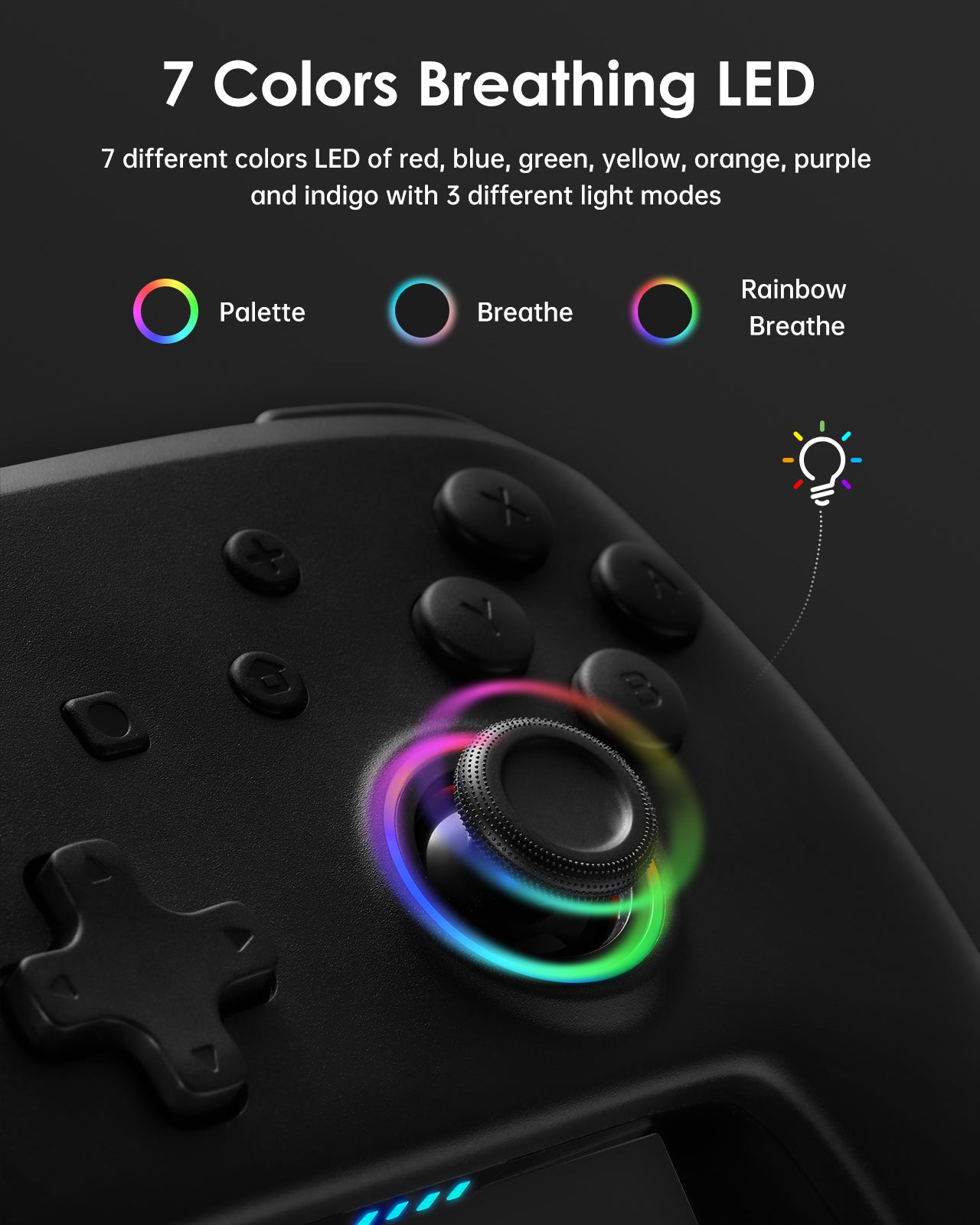 Switch Pro Controller with 8 Colors LED Light Rings – BINBOK