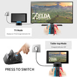 Adjustable Switch TV Dock for Nintendo Switch Charging Dock, Portable Switch Docking Station, Compact Mini Switch to HDMI TV Adapter, Replacement Charging Stand for Nintendo Switch with USB 3.0 Port