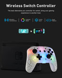 Wireless Switch Pro Controller for Switch/Switch Lite, 8 Colors Adjustable LED Wireless Remote Gamepad with Unique Crack/Turbo/Dual Shock/Motion Control