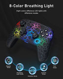 Wireless Switch Pro Controller for Switch/Switch Lite, 8 Colors Adjustable LED Wireless Remote Gamepad with Unique Crack/Turbo/Dual Shock/Motion Control