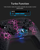 Wireless Switch Pro Controller for Switch/Switch Lite, 8 Colors Adjustable LED Wireless Remote Gamepad with Unique Crack/Turbo/Dual Shock/Motion Control