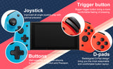 Joycon Controller for Switch/Switch Lite, Wired Joy Con Replacement Switch Controller with Back Map Butto/Turbo/Ergonomic Hand Grip L/R Remotes Gamepad with Bigger Button Red&Blue