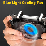 Mobile Controller with Power Bank Cooling Fan for PUβG, YONWIN L1R1 Game Trigger Joystick Gamepad Grip Remote for 4-6.5" Android IOS Phone - Latest Version Blue Light 4000mAh